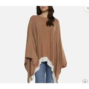 NEW Color Block Cashmere Blend Poncho By Matty M Tan  One Size